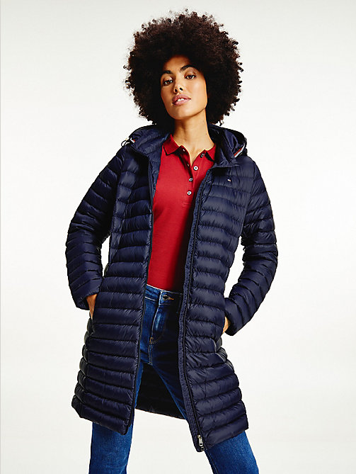 blue essential lightweight down coat for women tommy hilfiger