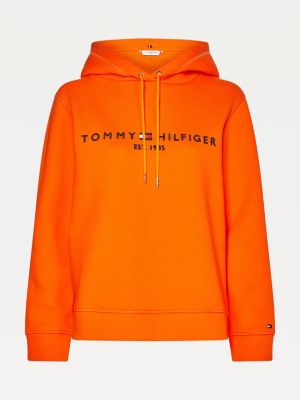 tommy hilfiger logo hoodie orange