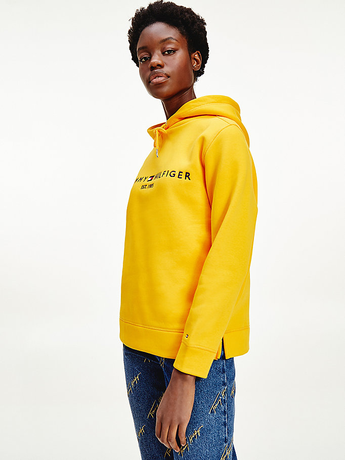 yellow essential logo hoody for women tommy hilfiger