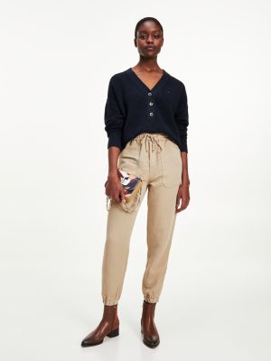 Tapered pull-on broek van linnen en katoen | BEIGE | Tommy Hilfiger