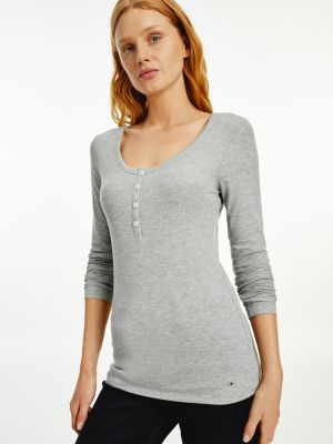 Henley Long Sleeve Extra Slim T-Shirt | GREY | Tommy Hilfiger