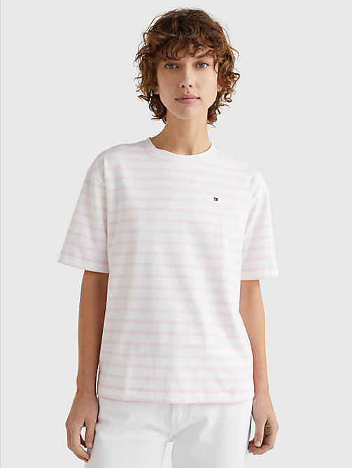 white relaxed fit t-shirt for women tommy hilfiger