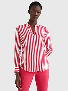 pink th monogram viscose regular fit shirt for women tommy hilfiger