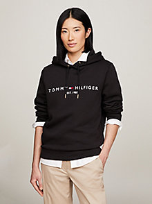 zwart essential hoodie met logo voor women - tommy hilfiger