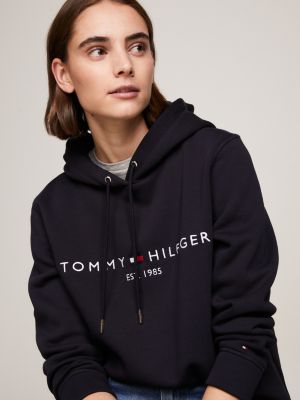 blue essential logo hoody for women tommy hilfiger