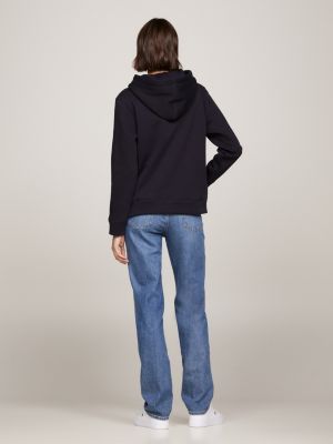 blue essential logo hoody for women tommy hilfiger