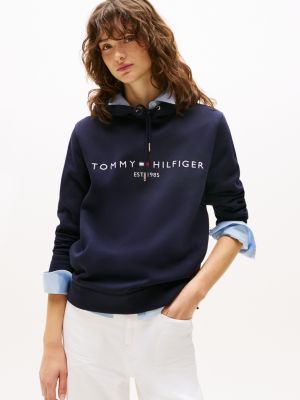 blue essential logo hoody for women tommy hilfiger