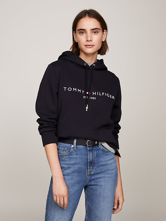 blue essential logo-hoodie für damen - tommy hilfiger