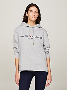grey essential logo hoody for women tommy hilfiger