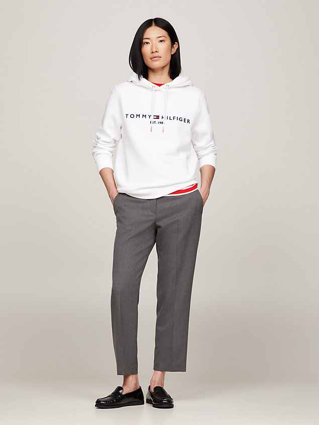 white essential logo-hoodie für damen - tommy hilfiger