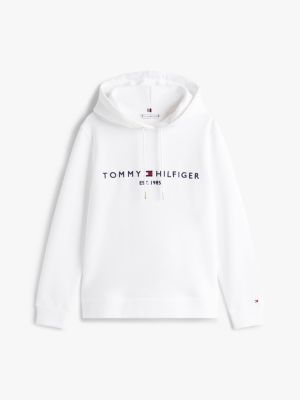 white essential logo hoody for women tommy hilfiger