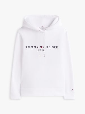 white essential logo hoody for women tommy hilfiger