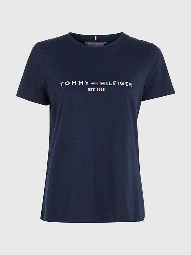 T-shirt in cotone biologico con logo, Blu