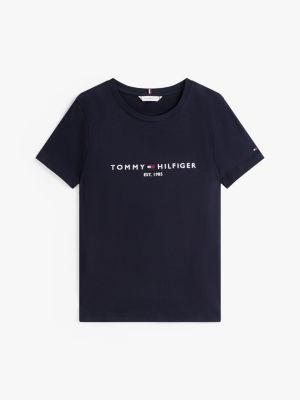 blau logo-t-shirt aus reiner baumwolle für damen - tommy hilfiger