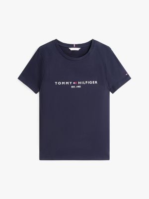 blue pure cotton logo t-shirt for women tommy hilfiger
