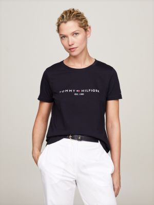 Camiseta de algodón orgánico con logo AZUL Tommy Hilfiger