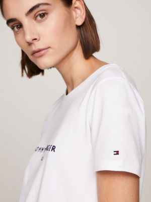 Camiseta de puro algodon con logo Blanco Tommy Hilfiger