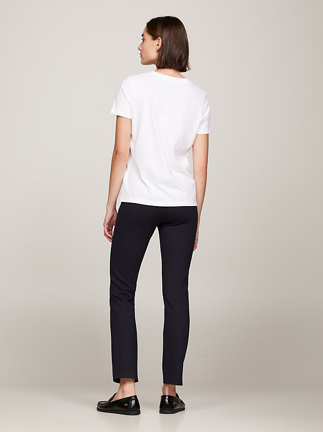 t-shirt en coton bio à logo white pour femmes tommy hilfiger