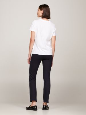 white pure cotton logo t-shirt for women tommy hilfiger