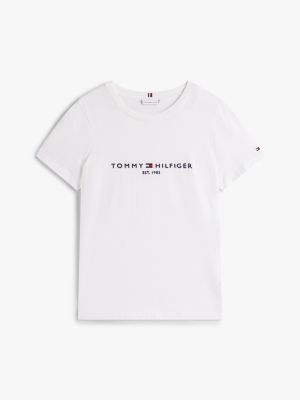 weiß logo-t-shirt aus reiner baumwolle für damen - tommy hilfiger