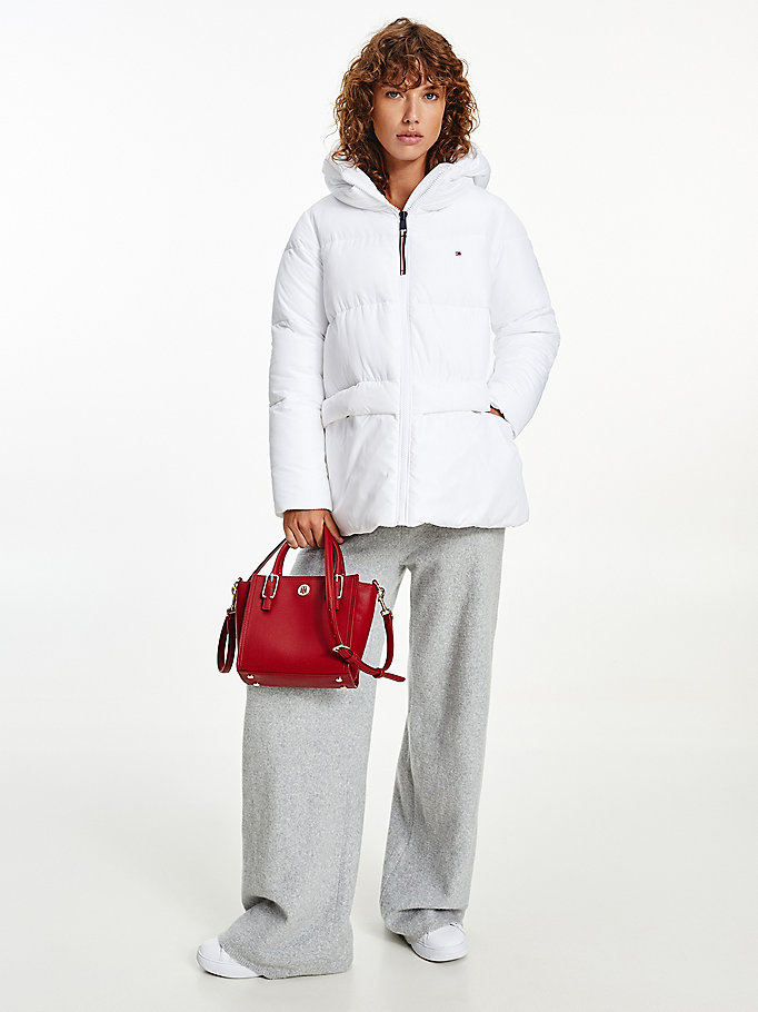 wit essential th protect gewatteerde jas met logo voor women - tommy hilfiger