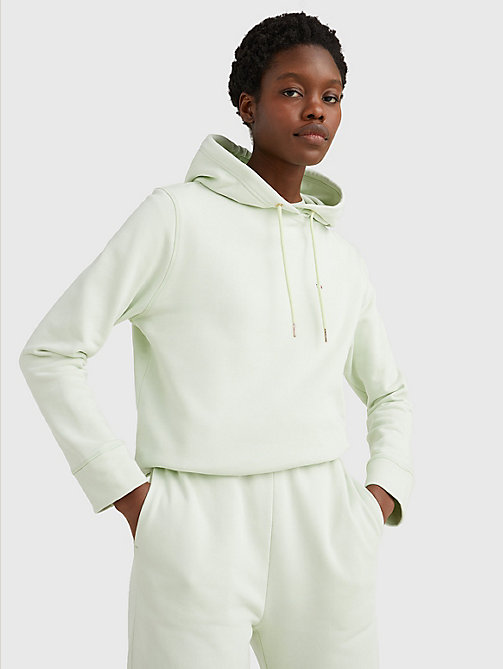 groen regular fit hoodie van biologisch katoen voor dames - tommy hilfiger