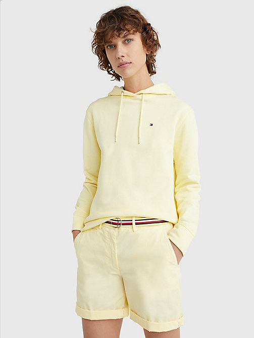yellow organic cotton regular fit hoody for women tommy hilfiger