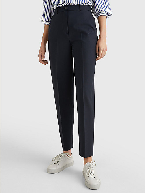 blue tommy icons high rise tapered trousers for women tommy hilfiger