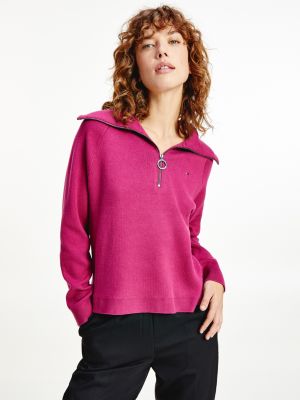 Gestreepte trui met halve rits | ROZE | Tommy Hilfiger