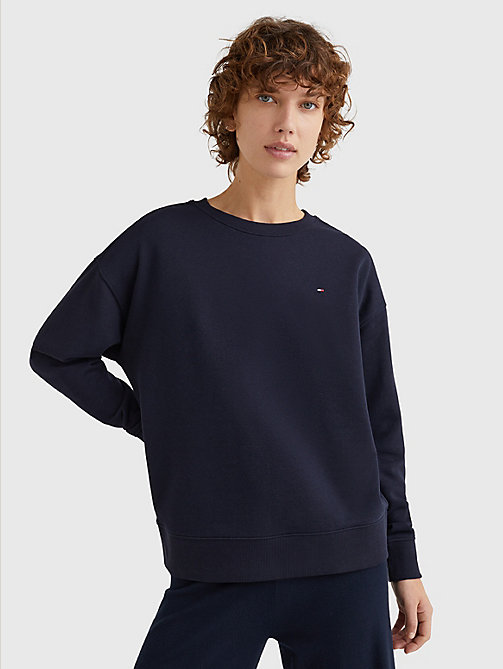 blue crew neck relaxed fit sweatshirt for women tommy hilfiger