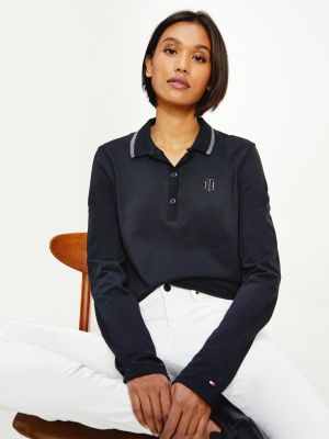 Polo met metallic rand langs de kraag | ZWART | Tommy Hilfiger