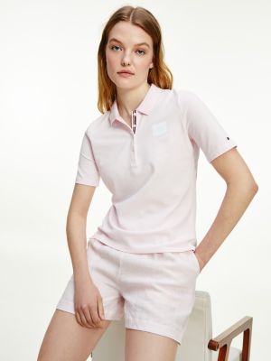 Essential Poloshirt Mit Box Logo Rosa Tommy Hilfiger