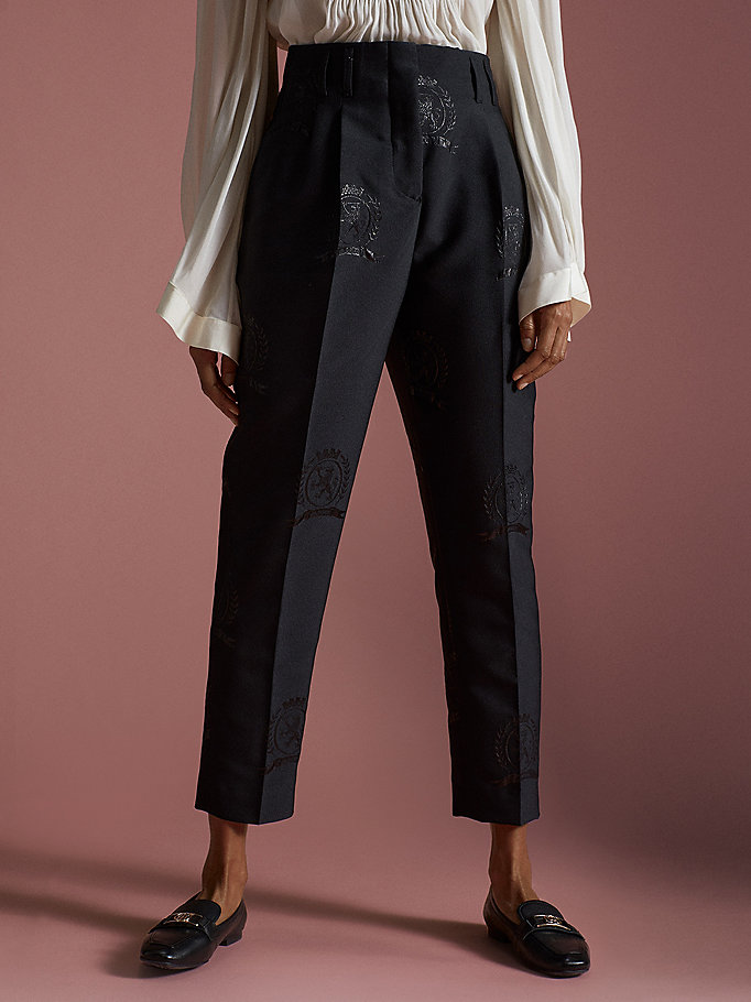 zwart th collection jacquard broek met embleem voor dames - tommy hilfiger