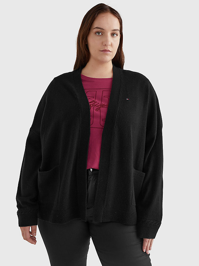 zwart curve vest van wol met v-hals voor women - tommy hilfiger