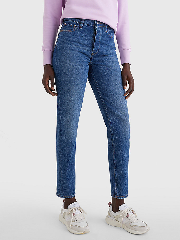 denim gramercy mom tapered jeans mit hohem bund für damen - tommy hilfiger