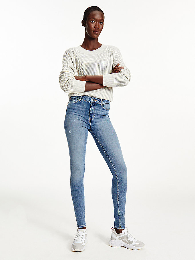 denim harlem super skinny jeans mit hohem bund für women - tommy hilfiger