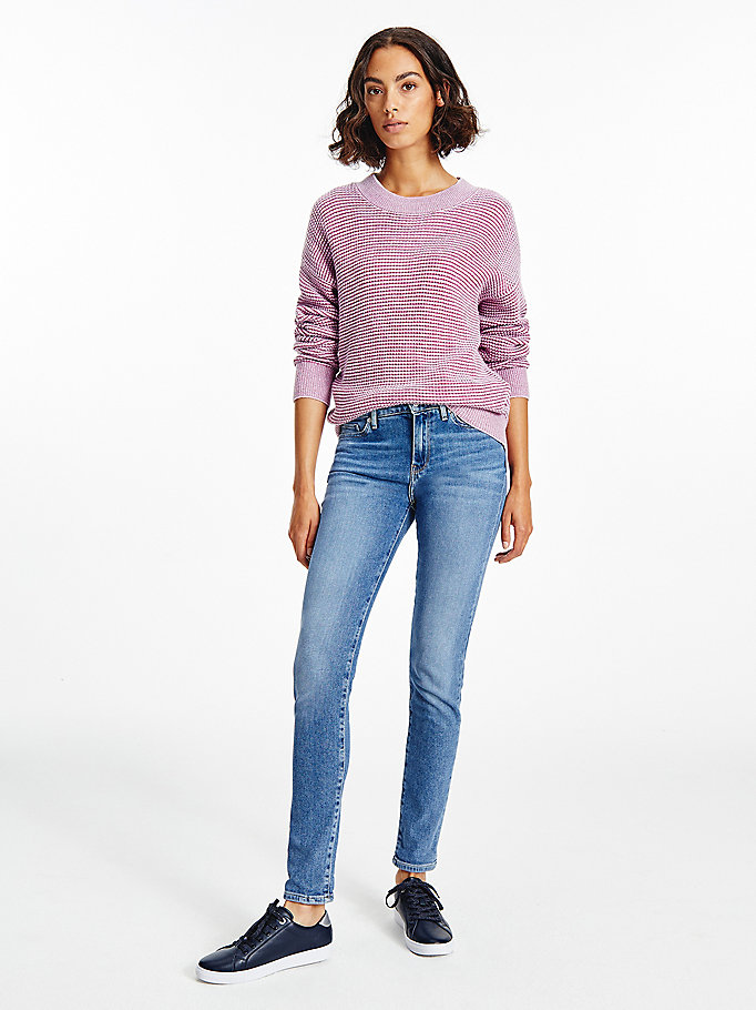 denim venice medium rise slim jeans met fading voor women - tommy hilfiger