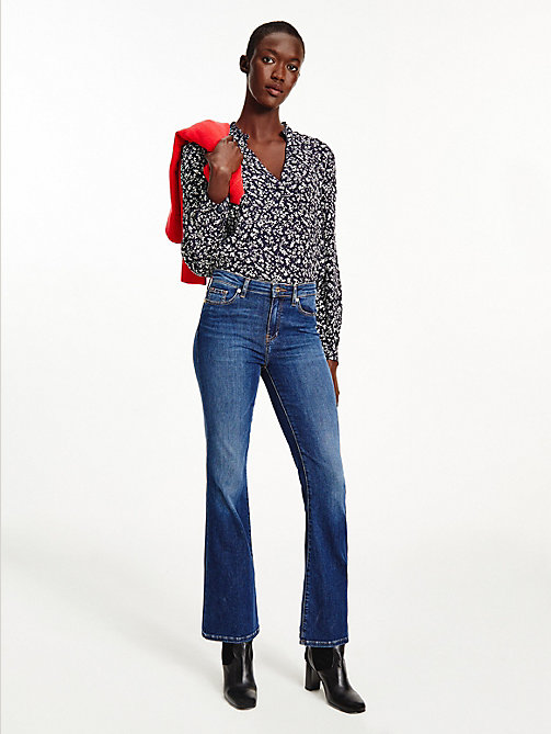 denim th flex medium rise bootcut jeans voor women - tommy hilfiger
