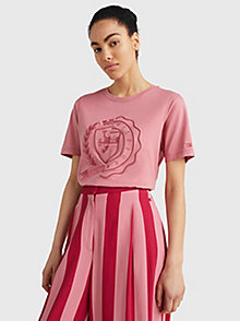 pink tommy icons organic cotton t-shirt for women tommy hilfiger