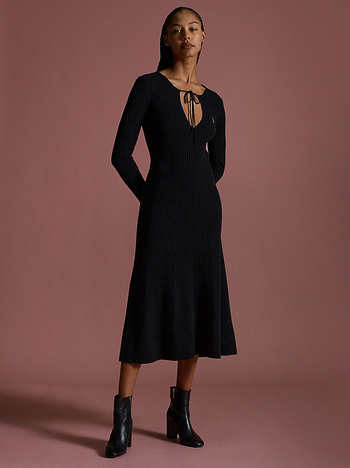 black th collection cashmere crest slim dress for women tommy hilfiger
