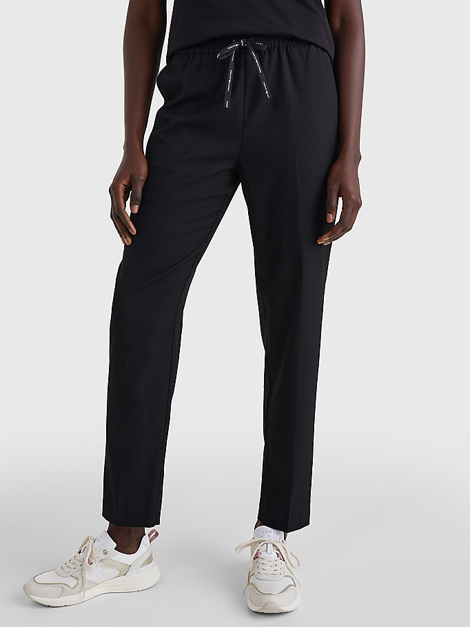 zwart relaxed tapered fit pull-on broek voor dames - tommy hilfiger
