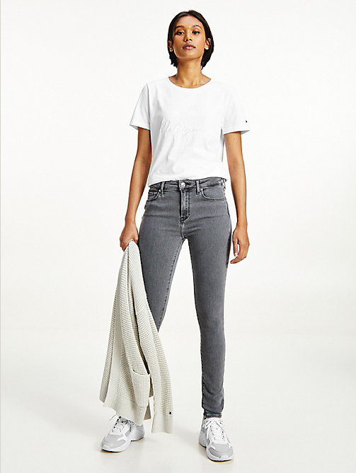 denim como medium rise skinny jeans voor women - tommy hilfiger