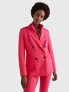 roze punto milano double-breasted blazer voor women - tommy hilfiger