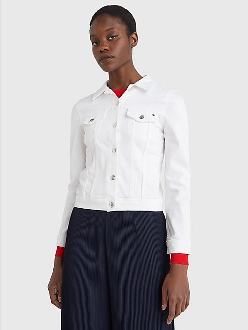 veste ajustée en denim blanc pour femmes tommy hilfiger