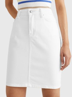 white denim skirt