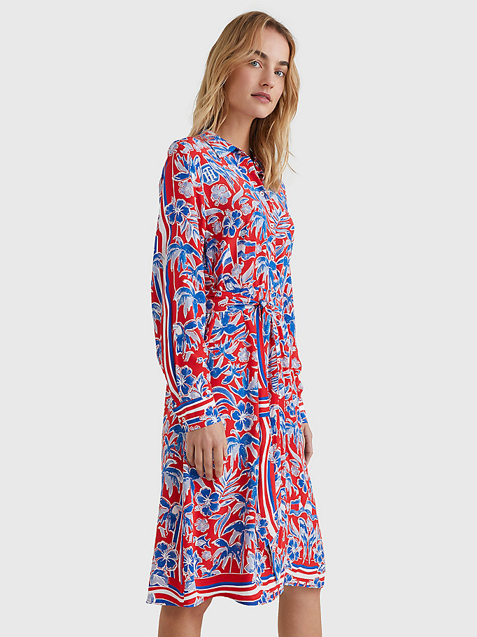 Scarf Print Relaxed Fit Shirt Dress ...