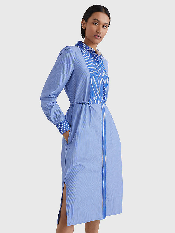 Mixed Stripe Shirt Dress | BLUE | Tommy ...