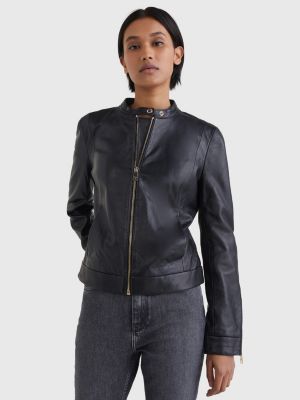 Leren jack zonder kraag | ZWART | Tommy Hilfiger