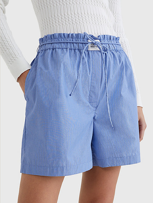 blue stripe relaxed fit boxer shorts for women tommy hilfiger