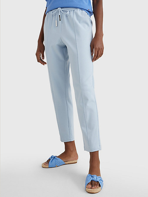 blue tape drawstring tapered fit trousers for women tommy hilfiger
